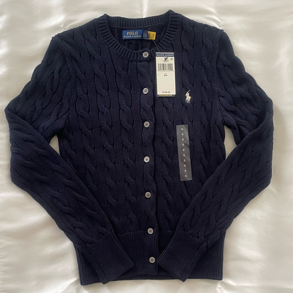 Ralph Lauren Women’s Navy Cable Knit Cardigan